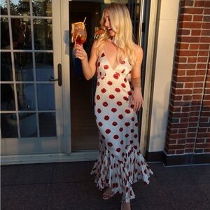 KHAITE Silk Lip Print Dress